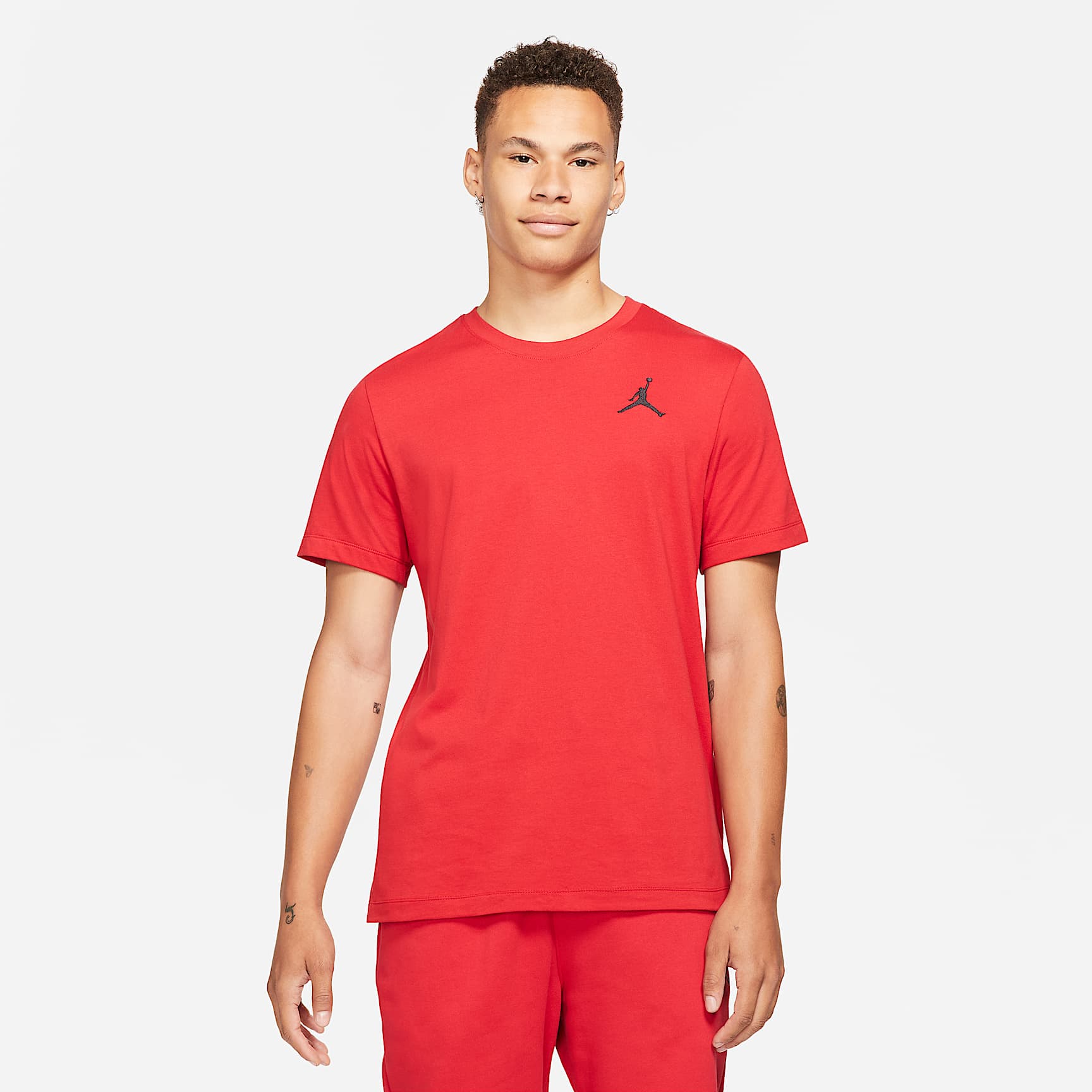 Jordan JUMPMAN 丿ースリーブ Tシャツ Air Jordan Jumpman Logo Printing Knit Sports Round Neck Short